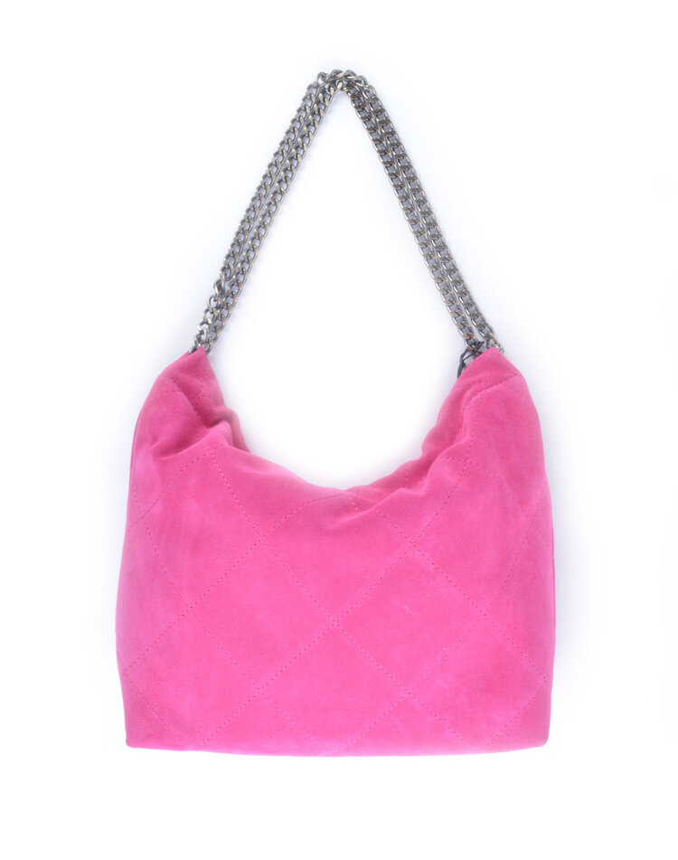 Leather shoulderbag metallic suede | 552919