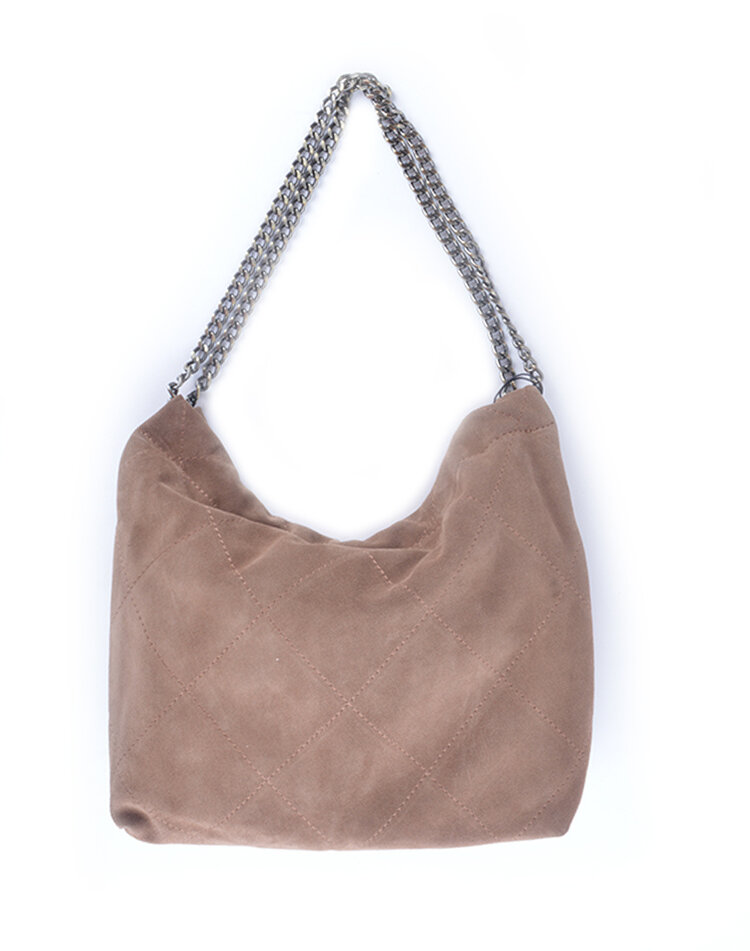 Leather shoulderbag metallic suede | 552919