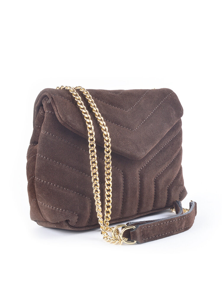 Leather shoulderbag metallic suede | 552918