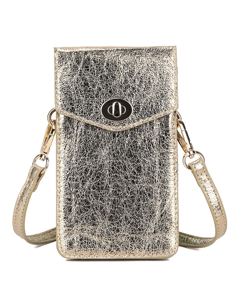 Kunstlederen metallic telefoontas | 40063