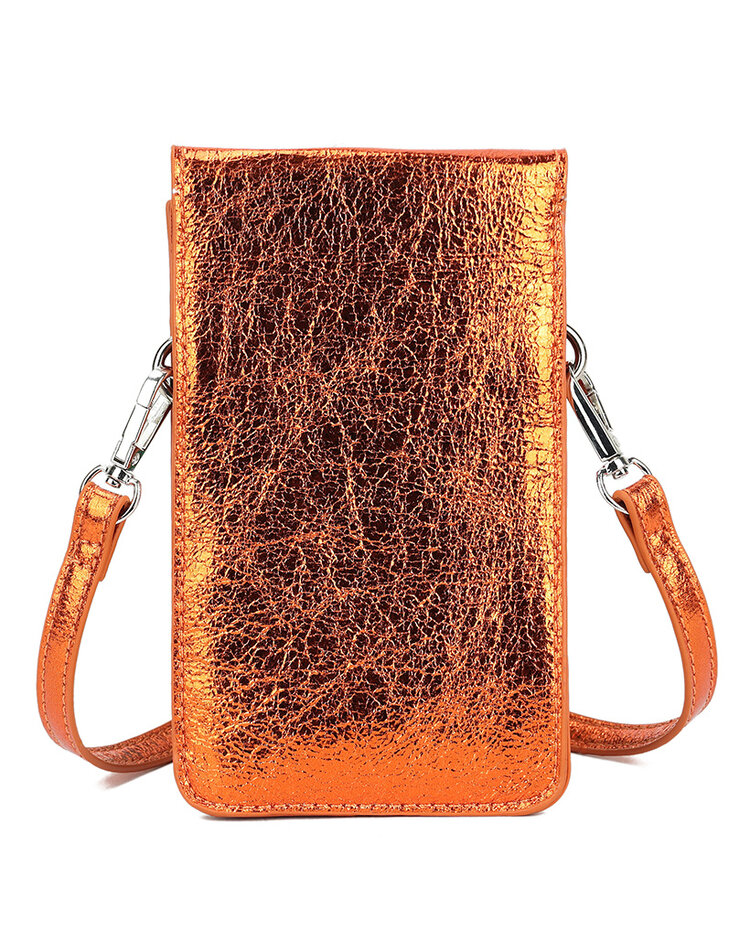 Kunstlederen metallic telefoontas | 40063