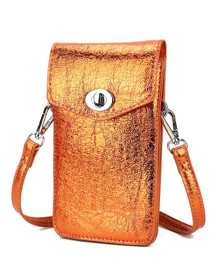 Kunstlederen metallic telefoontas | 40063
