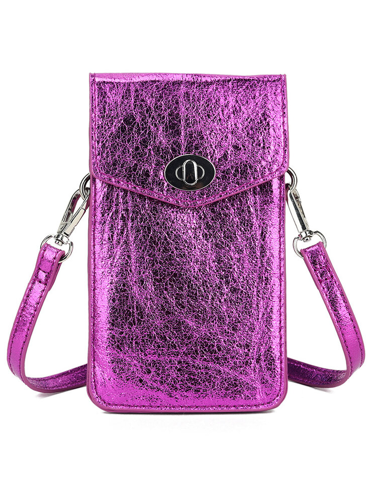 Kunstlederen metallic telefoontas | 40063