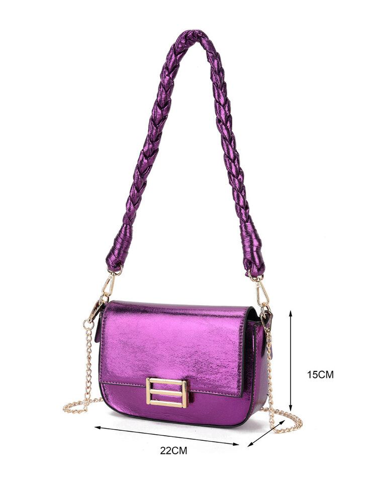 Kunstleder-Schultertasche Metallic | 70106