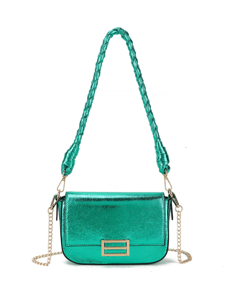 Kunstleder-Schultertasche Metallic | 70106
