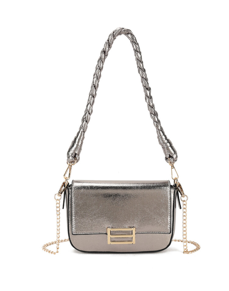 Kunstlederen metallic schoudertas | 70106