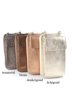 Lederen portemonnee / telefoontasje  Metallic | 9000701