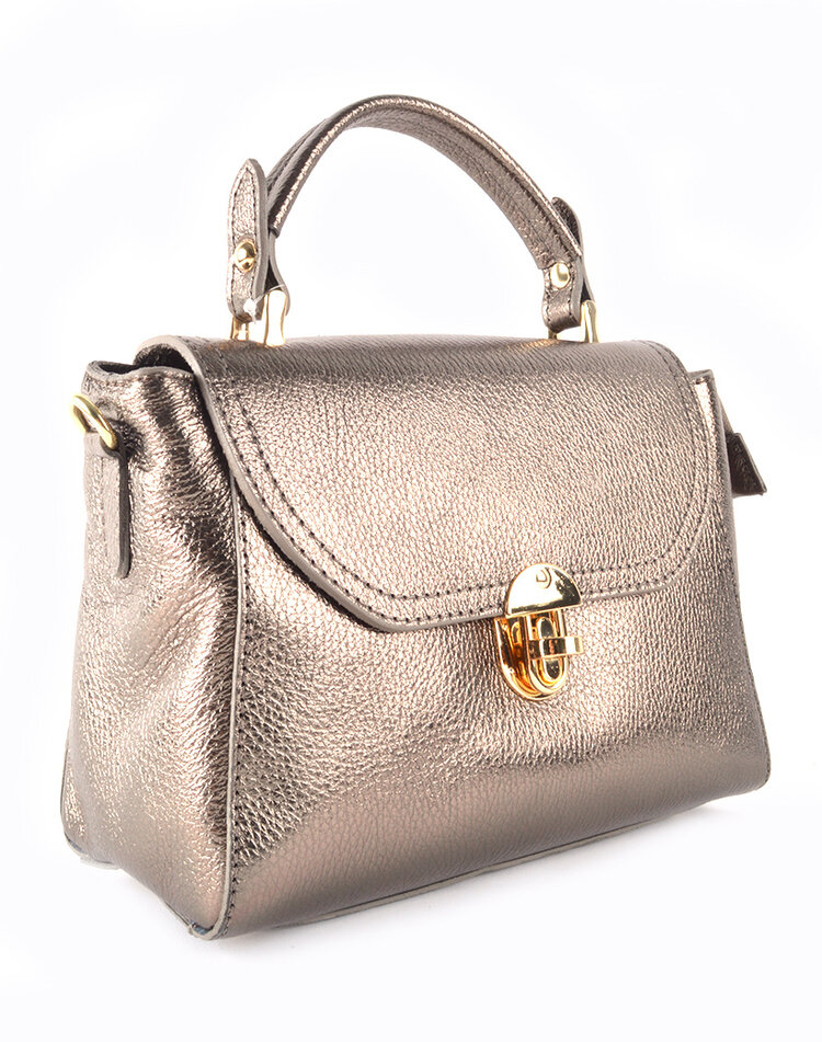 Leren metallic handtas | 5529260