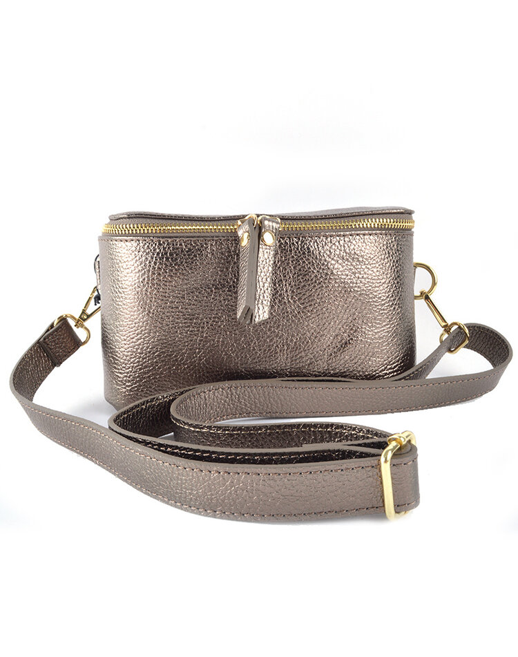 Leder-Gürteltasche - Metallic | 5527731