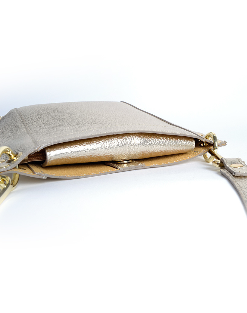 Lederen schoudertas Metallic | 9001301, foto 4 van 5