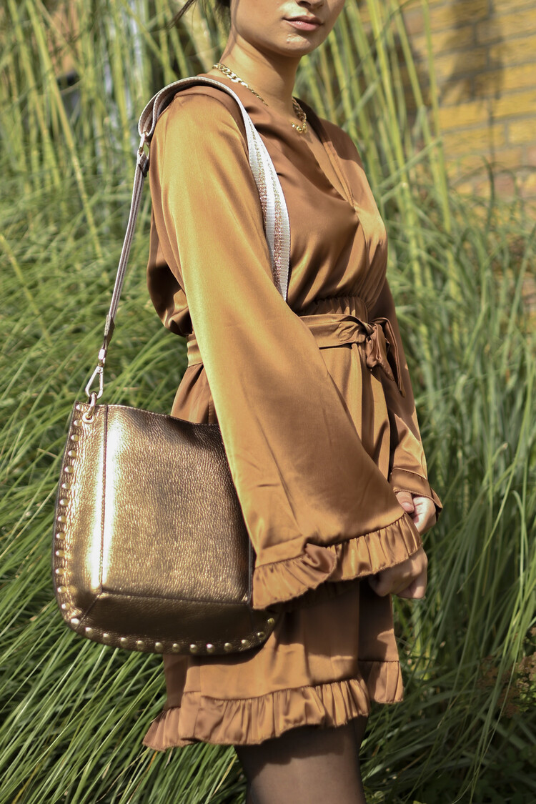 Leder-Schultertasche Metallic | 9001301