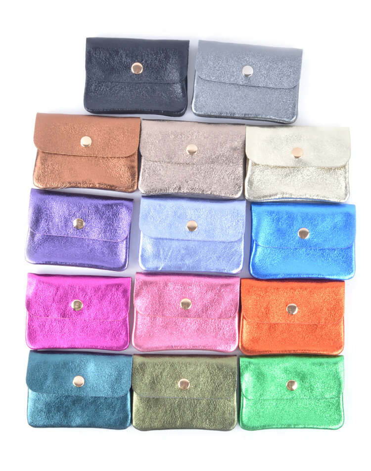 Lederen portemonnee metallic | 559091