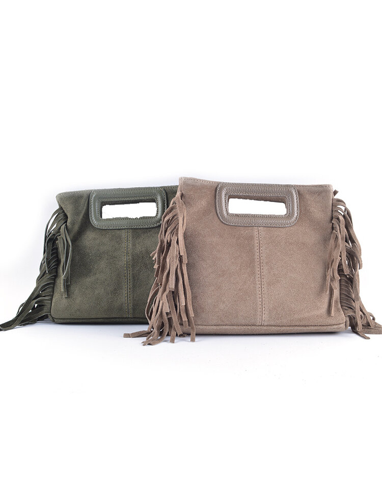 Wildleder-Schultertasche | Fransen | 552423 WILDLEDER