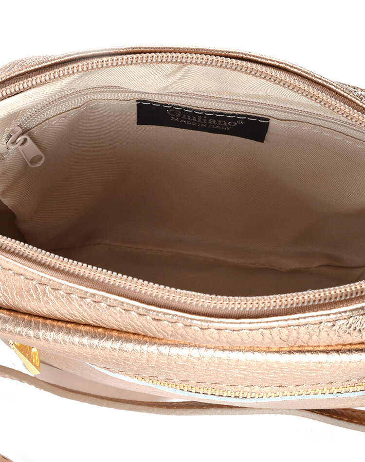 Leder-Schultertasche Metallic