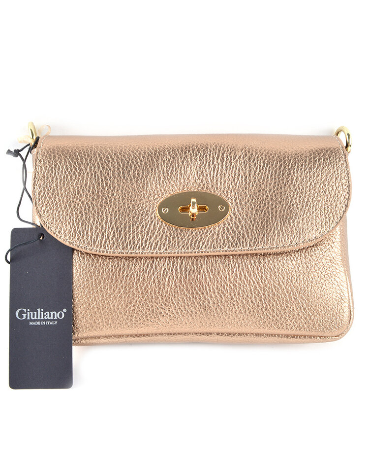 Kleine Leder-Schultertasche/Clutch Metallic