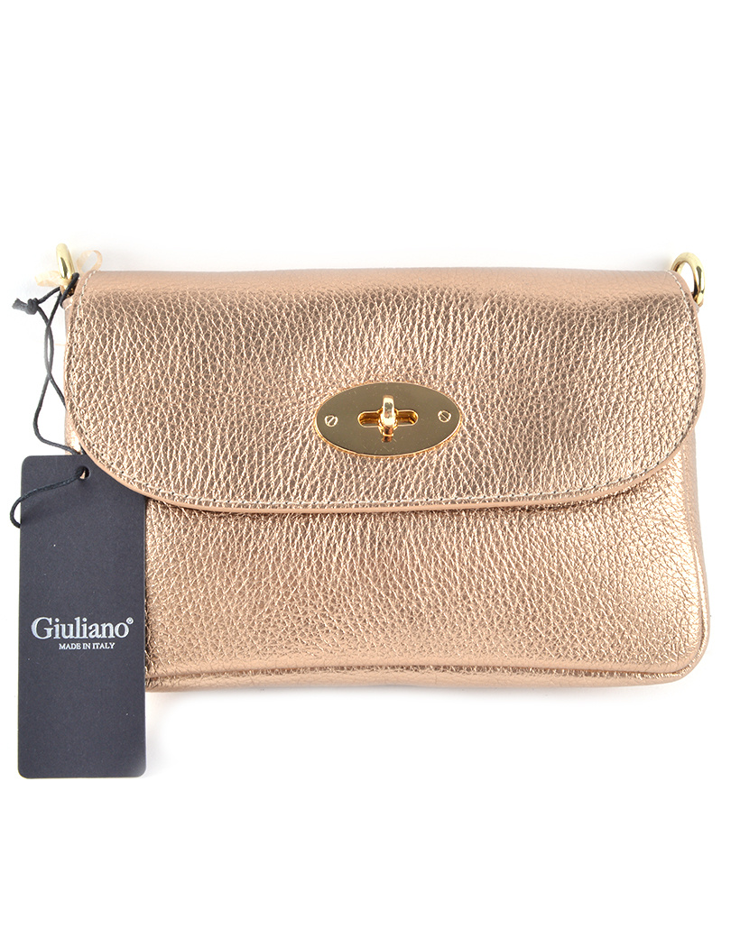 Lederen schoudertasje/clutch metallic, foto 3 van 6
