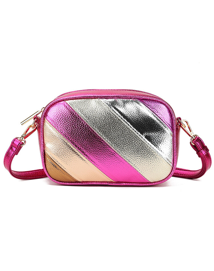 Kunstleder-Schultertasche Rainbow Metallic | 70109