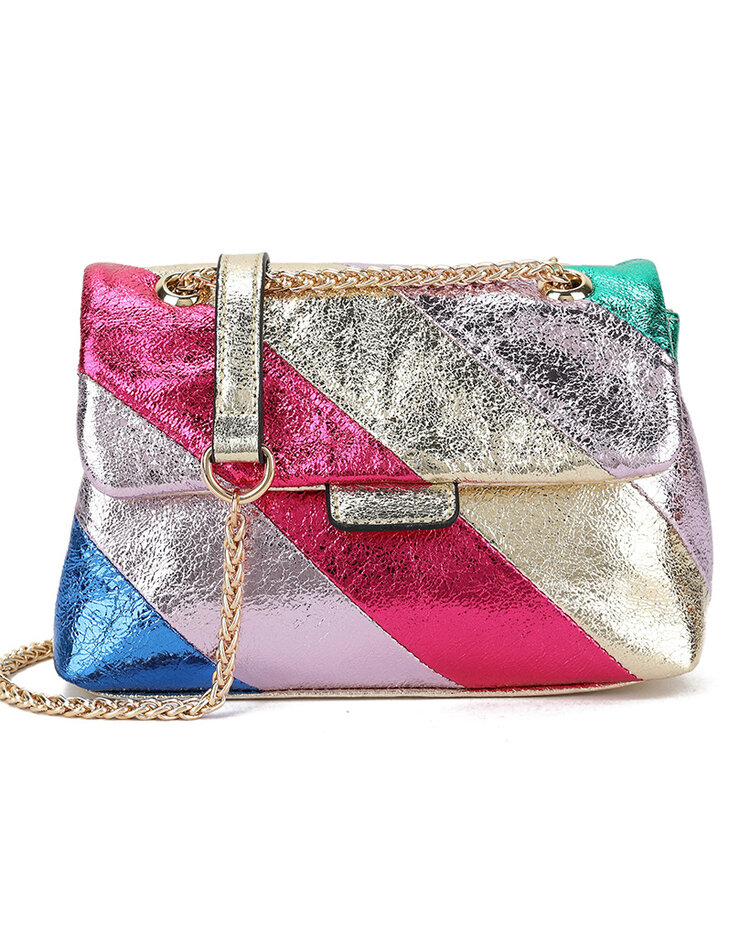 Artificial leather rainbow shoulderbag metallic | 70108