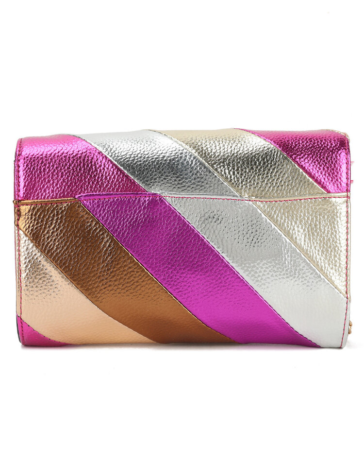 Kunstlederen rainbow clutch/schoudertas metallic | 70107