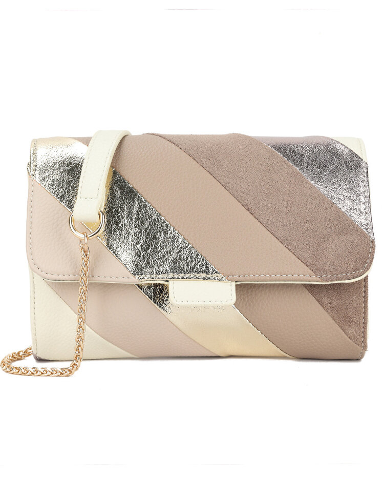 Artificial leather rainbow clutch/shoulderbag metallic | 70107