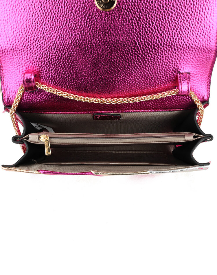 Artificial leather rainbow clutch/shoulderbag metallic | 70107