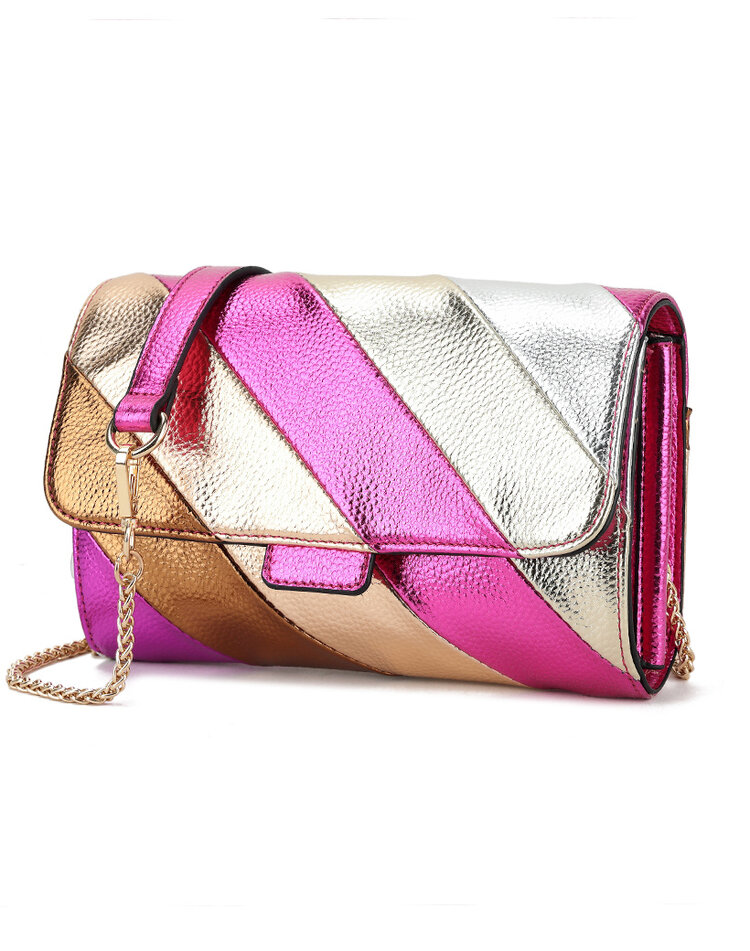 Artificial leather rainbow clutch/shoulderbag metallic | 70107