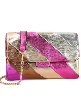 Artificial leather rainbow clutch/shoulderbag metallic | 70107