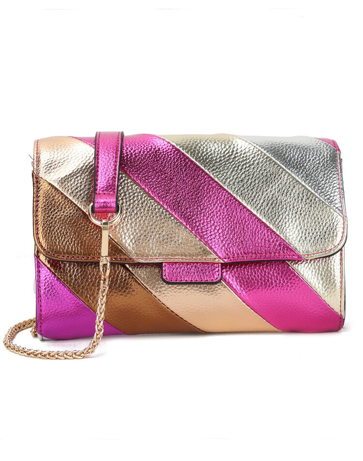 Artificial leather rainbow clutch/shoulderbag metallic | 70107