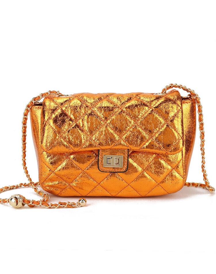 Kunstleder-Schultertasche Metallic | 70110