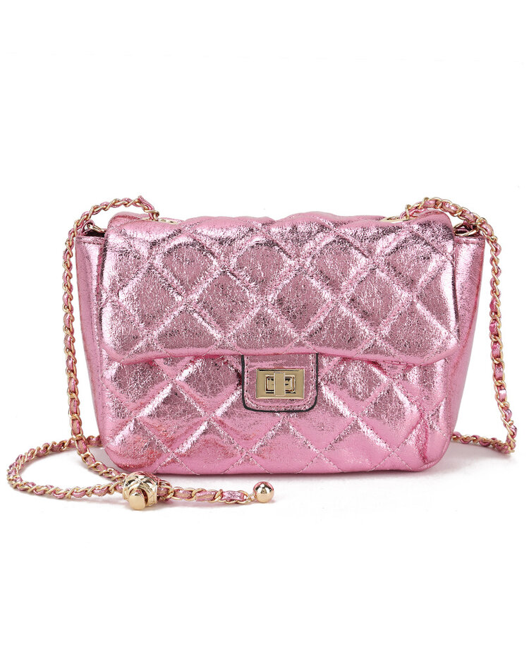 Kunstleder-Schultertasche Metallic | 70110