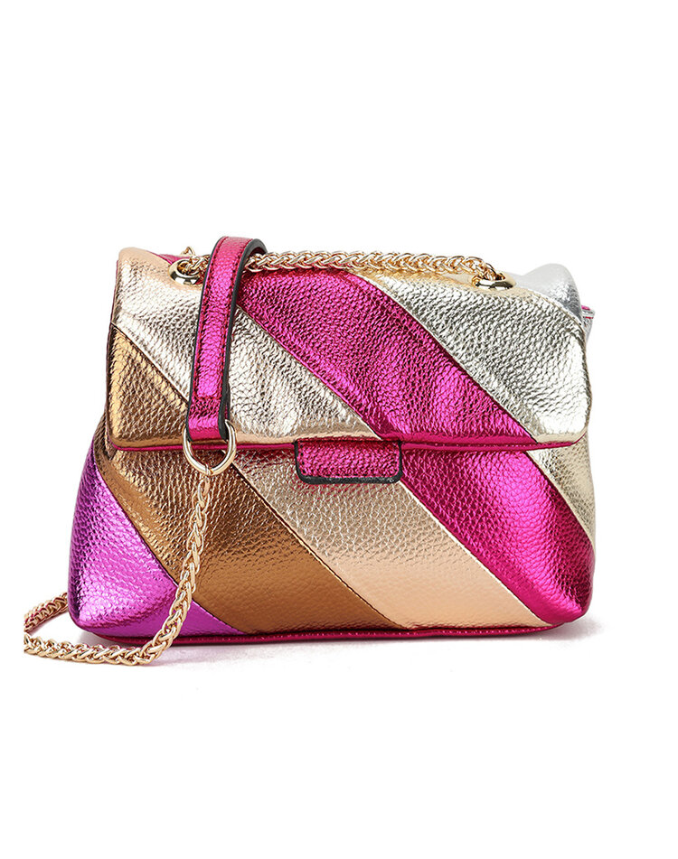 Artificial leather rainbow shoulderbag metallic | 70108