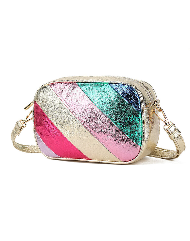Kunstlederen rainbow schoudertas metallic | 70109
