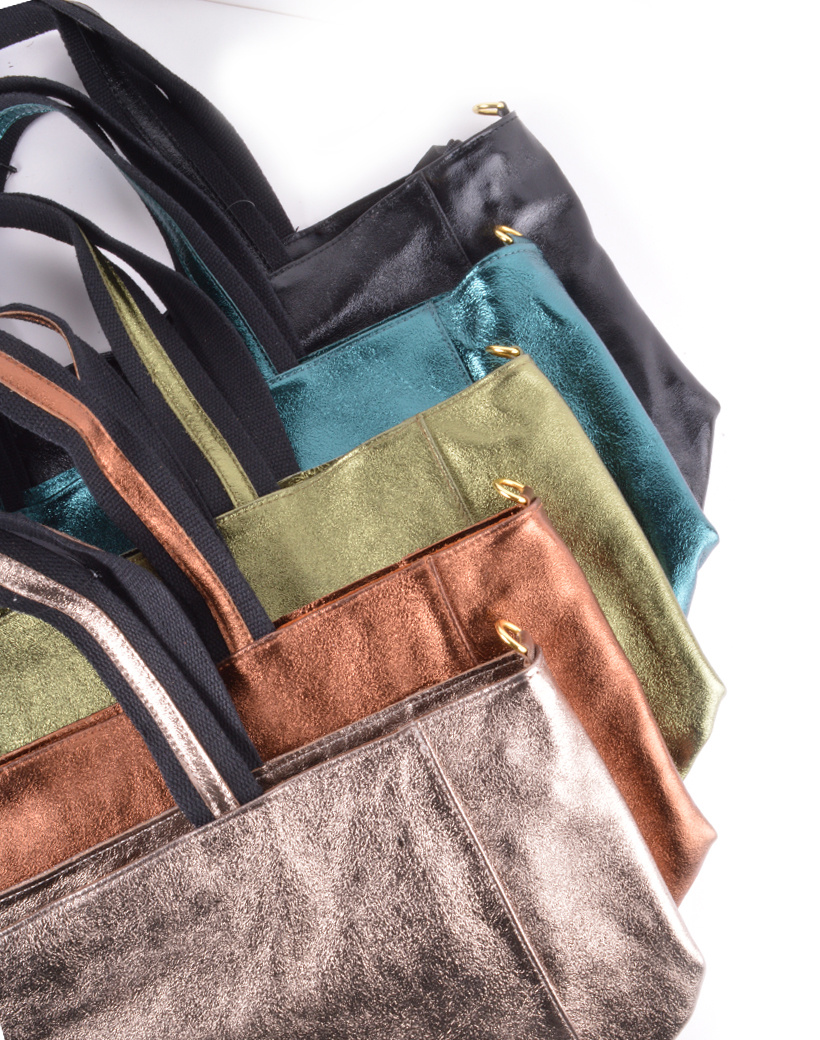 Lederen shopper | Metallic | 552707, foto 5 van 6