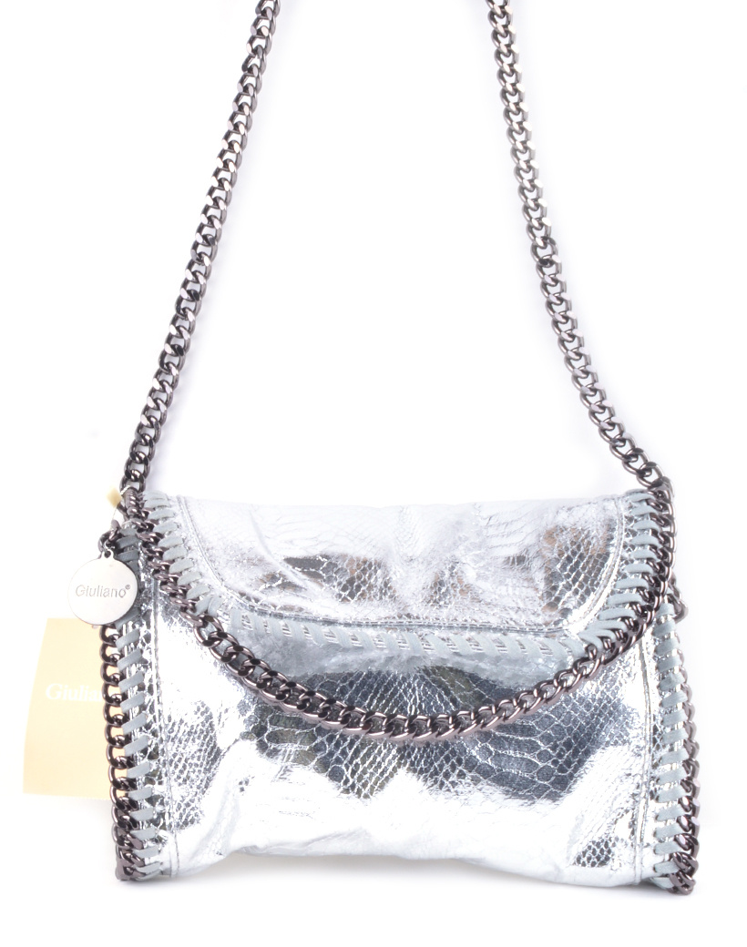 Kunstlederen schoudertasje met ketting | Metallic | 80050, foto 2 van 2