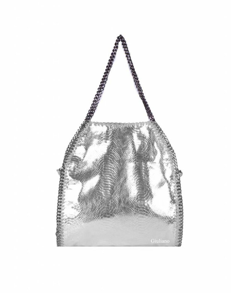 Kunstleder-Handtasche | Kette | Metallic | Groß