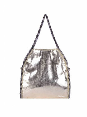 Kunstleder-Handtasche | Kette | Metallic | Groß