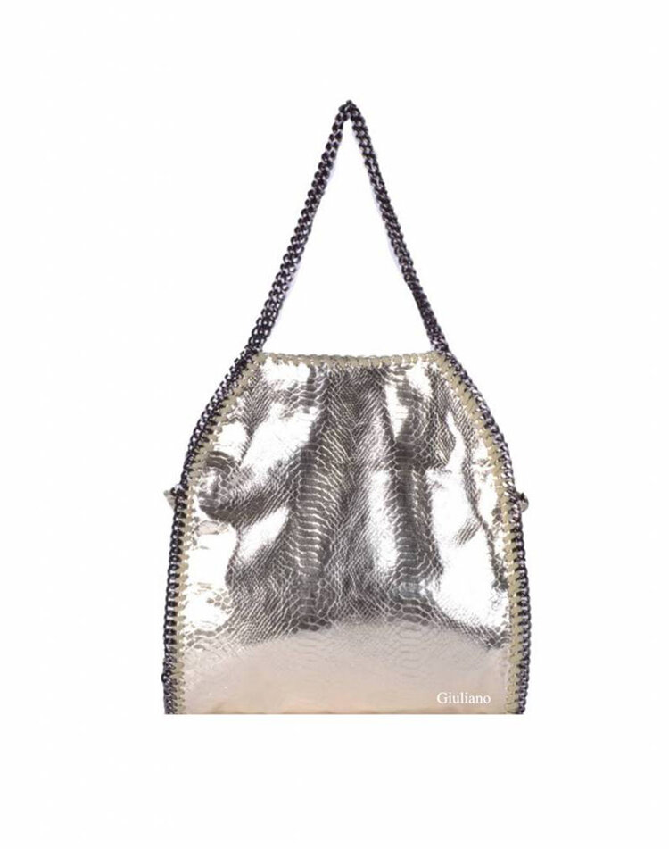 Kunstleder-Handtasche | Kette | Metallic | Groß