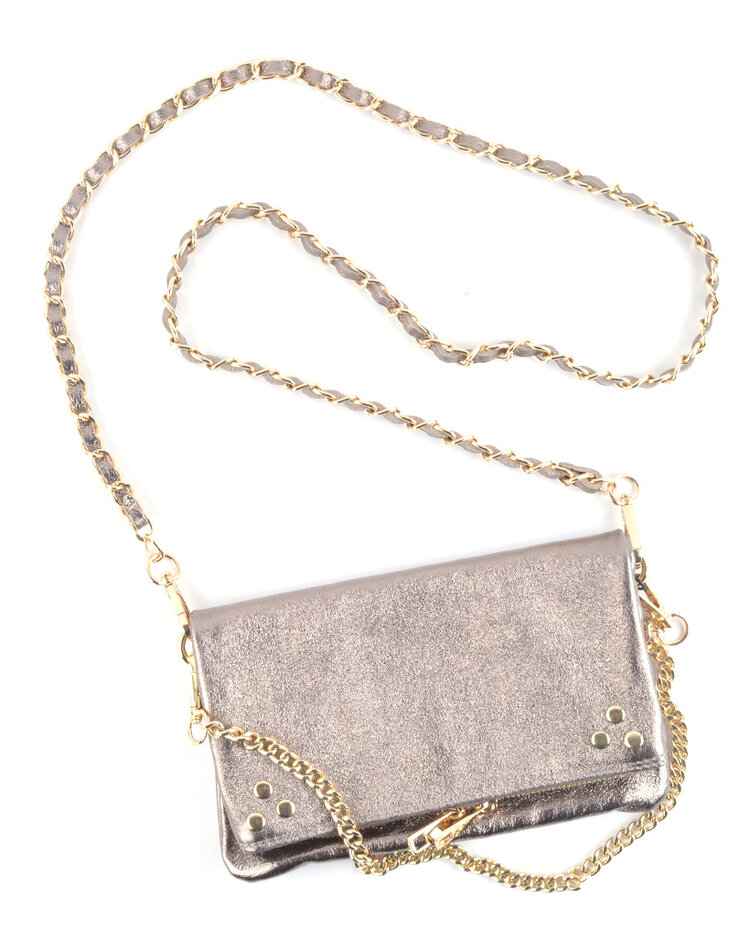 Leder-Schultertasche Metallic | 552725