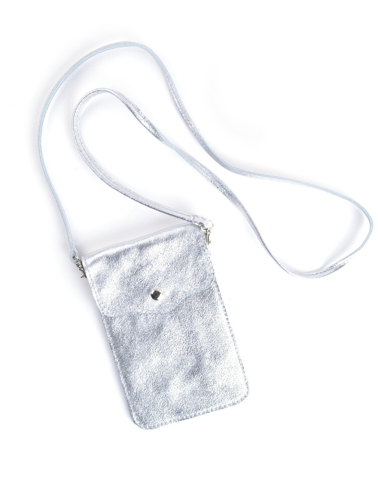 Kleine Leder-Schultertasche | Lang Metallic | 552582