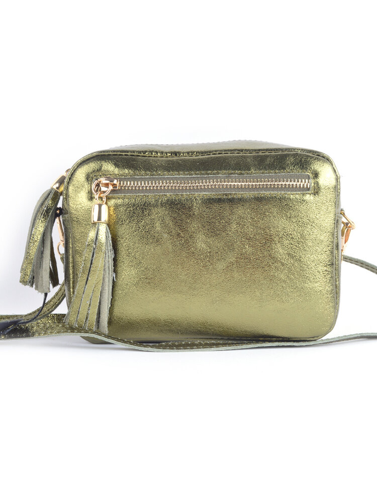 Lederen schoudertas metallic | 9001281