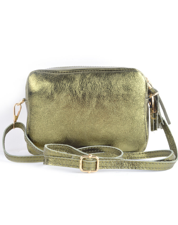 Lederen schoudertas metallic | 9001281