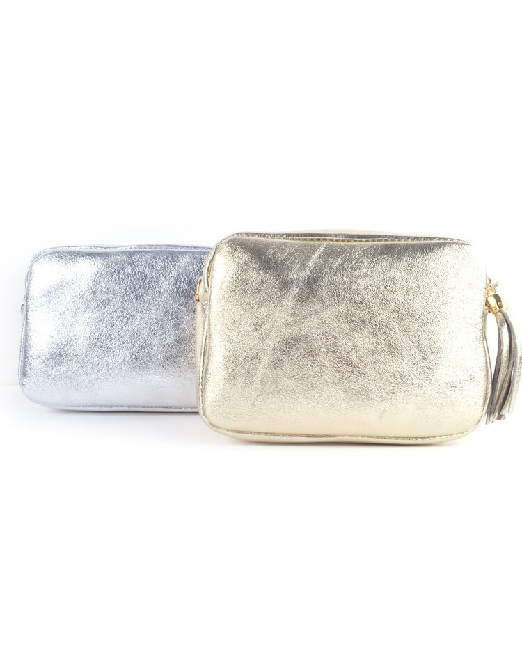 Leather shoulderbag metallic | 9001281