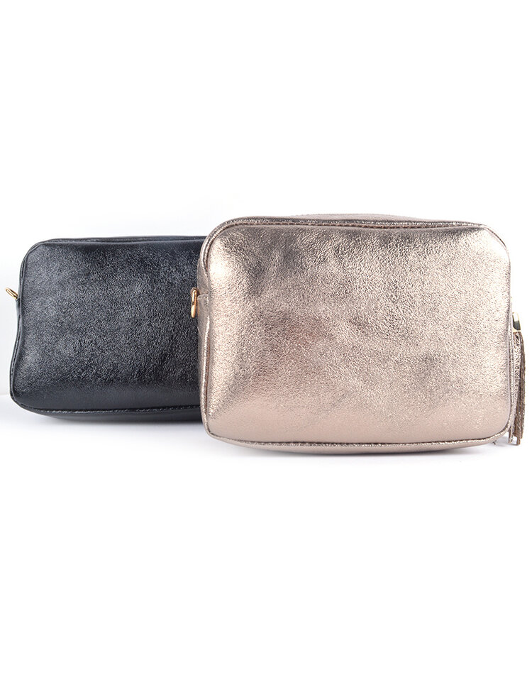 Leather shoulderbag metallic | 9001281