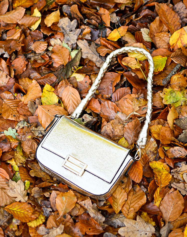 Kunstleder-Schultertasche Metallic | 70106