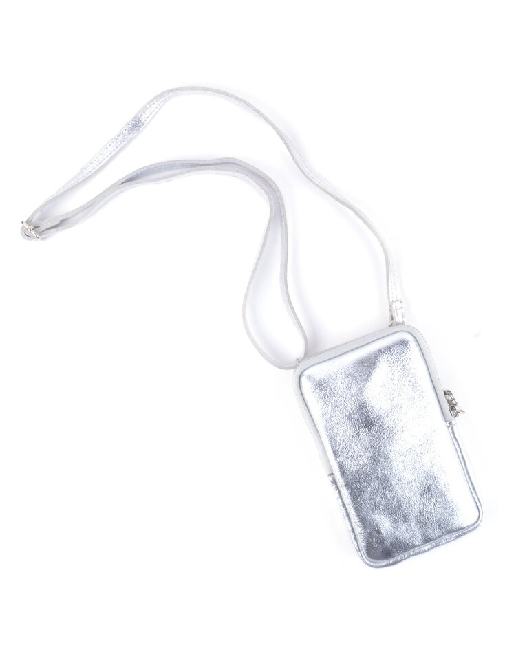 Kleine Leder-Schultertasche | Lang Metallic | 552688