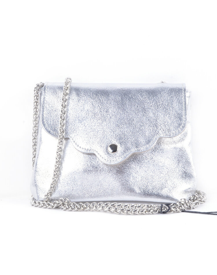 Kleine Leder-Schultertasche | Metallic