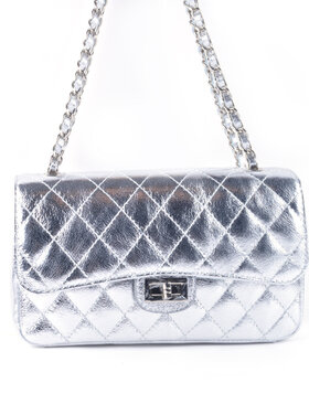 Lederen schoudertas metallic XL | 5527460