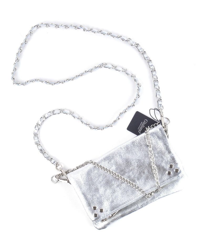 Lederen schoudertas metallic | 552725