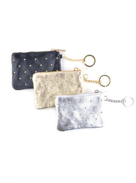 Leder-Etui - Geldbörse Nieten Metallic