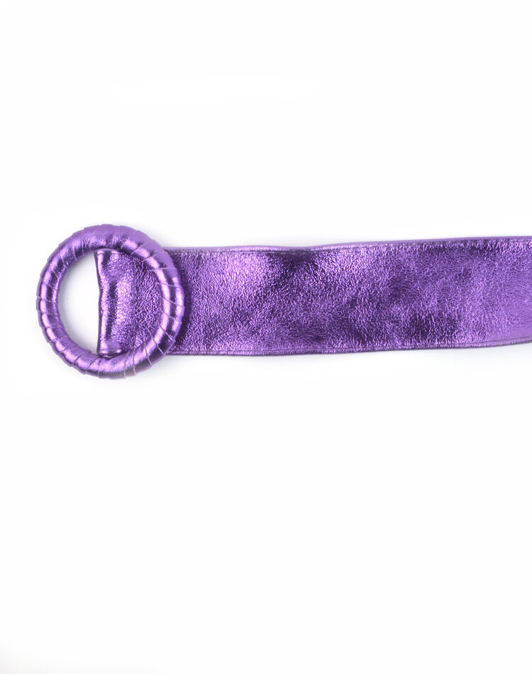 Lederen riem 800048 Rond metallic